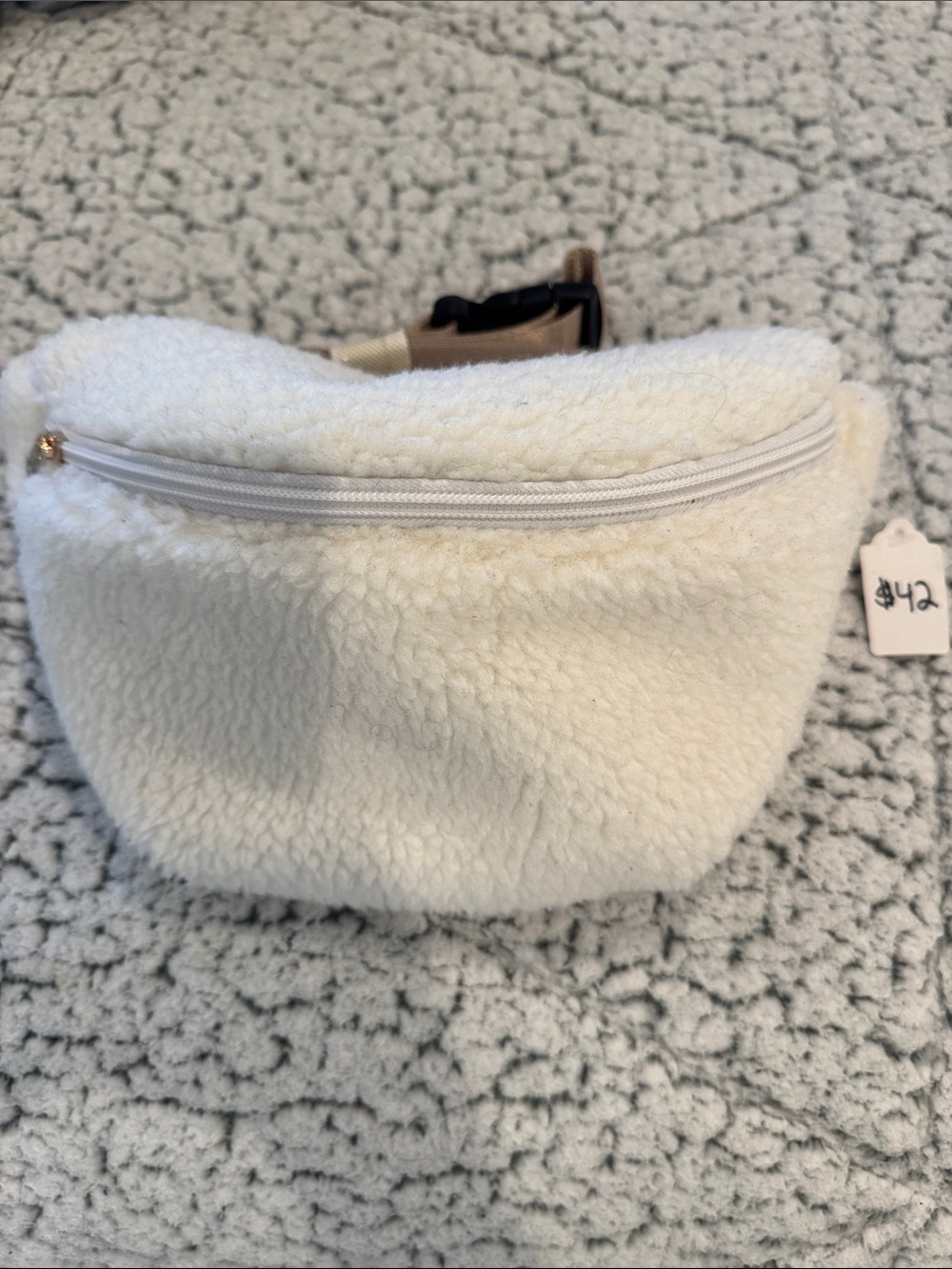 Cream Sherpa Fanny Pack - Lightweight Women's Waist Bag